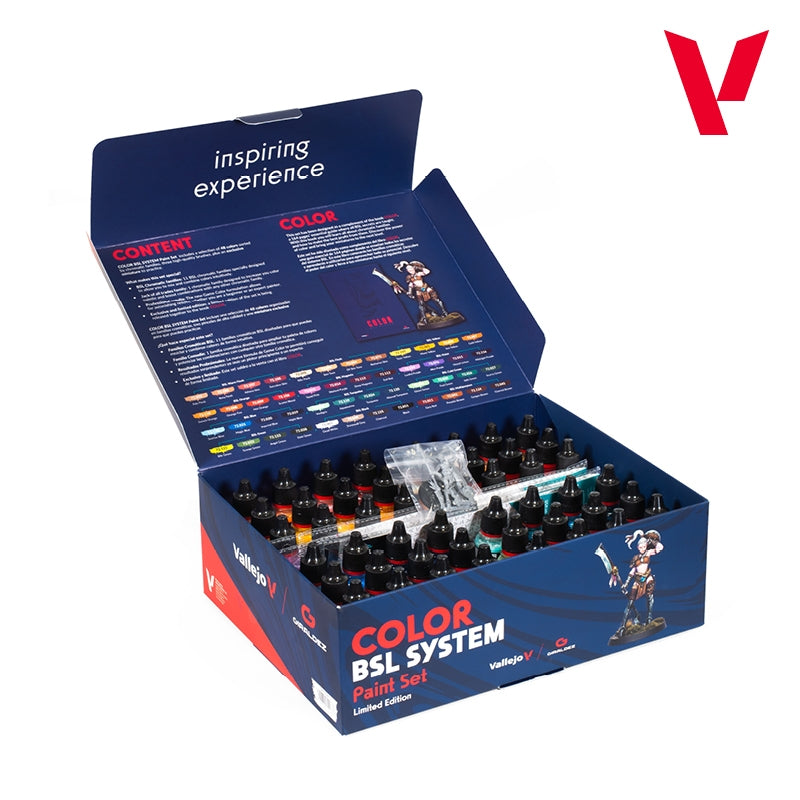 Vallejo 72183 Color BSL System Paint Set ( exclusive miniature )( 3 brushes ) - Game Color 48x18ml