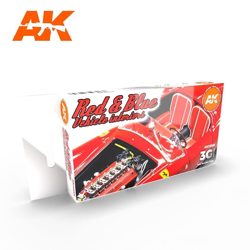 AK Interactive AK11685 3G RED &amp; BLUE VEHICLE INTERIORS 6x17 ml
