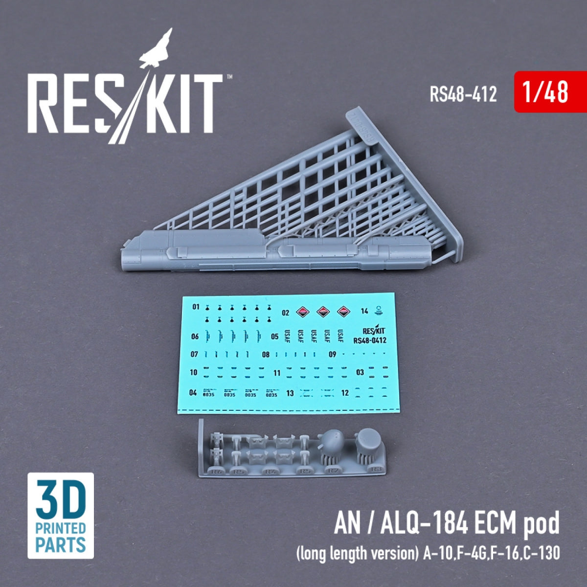 RESKIT RS48-0412 AN/ALQ-184 ECM POD (LONG LENGTH VERSION) (3D PRINTED) 1/48 – image 2