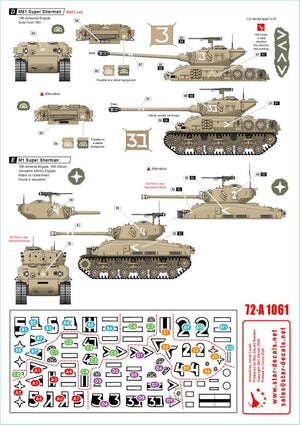 Star Decals 72-A1061 Israeli AFVs # 6 1960 and Six-Day War markings. M51 Super Sherman + M1 Super Sherman /72 – immagine 2