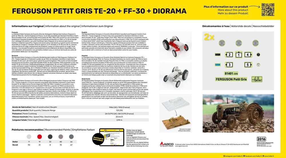 Heller 52326 Ferguson Petit Gris TE-20 + FF-30 + Diorama - Starter Kit 1/24 – immagine 3
