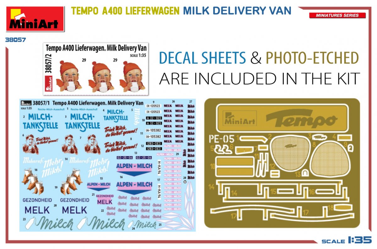 MiniArt 38057 TEMPO A400 LIEFERWAGEN. MILK DELIVERY VAN 1/35 – imagen 2