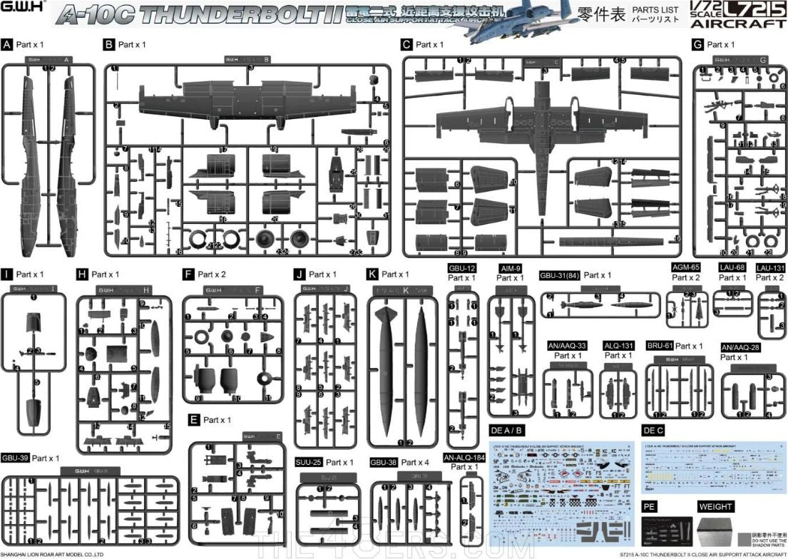 Great Wall Hobby L7215 A-10C Thunderbolt II Attack Aircraft 1/72