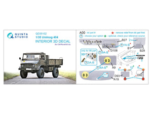 Quinta Studio QD35102 Unimog 404 3D-Printed &amp;amp; coloured Interior on decal paper (ICM) 1/35 – imagen 2