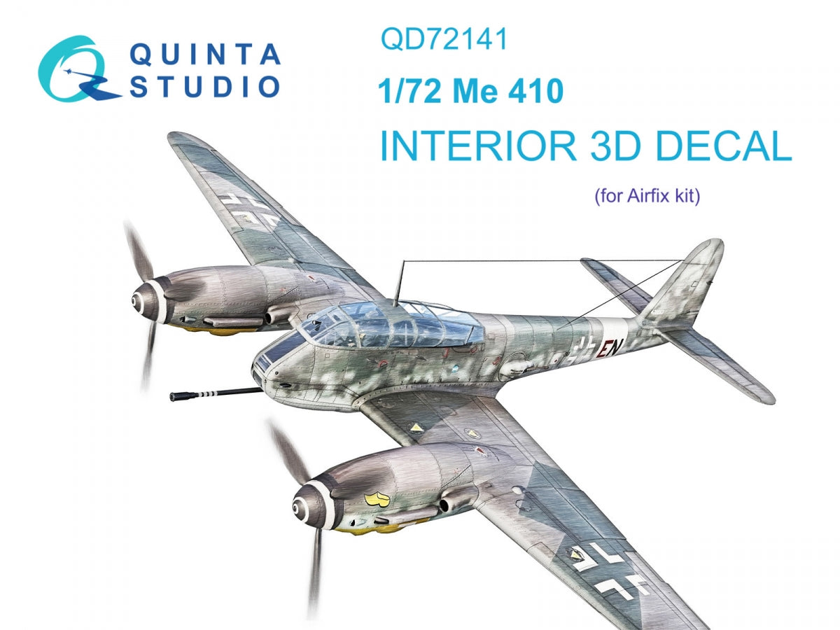 Intérieur coloré imprimé en 3D sur papier décalcomanie Quinta Studio QD72141 Me 410 (Airfix) 1/72