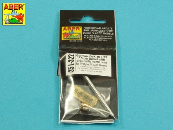 Canon Aber 35L-322 avec frein de bouche à chambre unique KwK40L/43 pour chars allemands Panzer IV Ausf.G - échelle 1/35 (début)