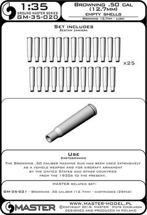 Master GM-35-020 Browning .50 caliber (12.7mm) - łuski (25 szt.) 1/35 – Bild 3
