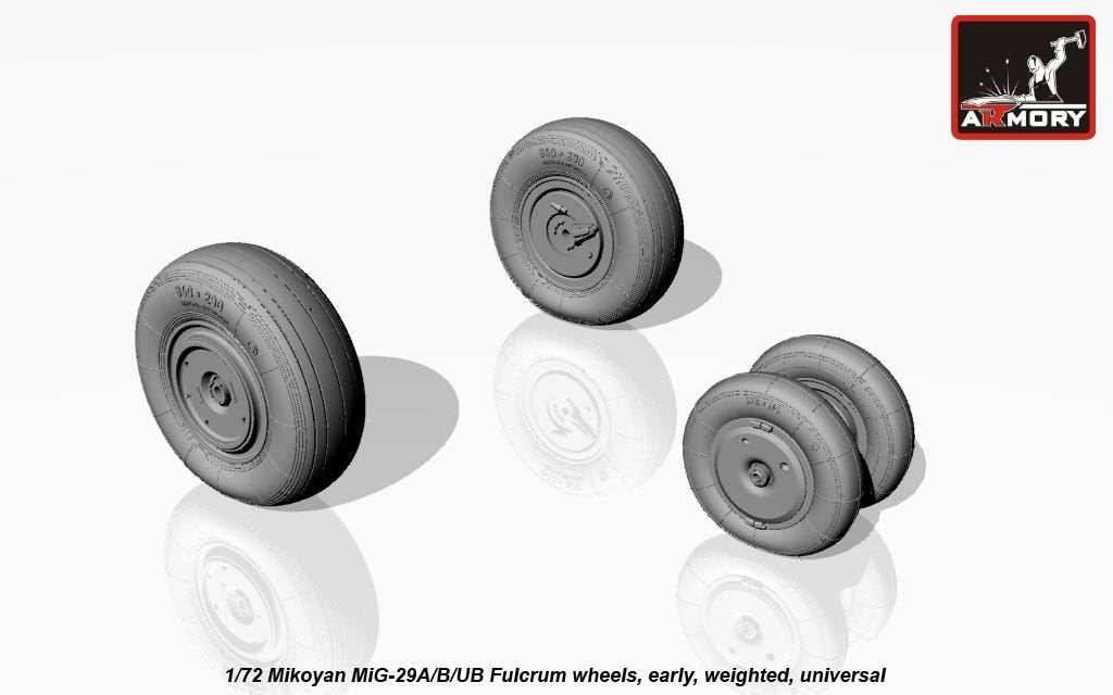 Armory Models AW72037 Mikoyan MiG-29A/B/UB Fulcrum weighted wheels, early 1/72 – immagine 2