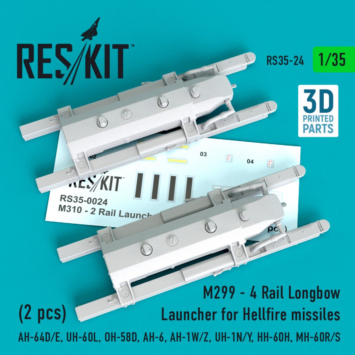 RESKIT RS35-0024 M310 - LANCE-RAID 2 POUR MISSILES HELLFIRE (2 PIÈCES) 1/35