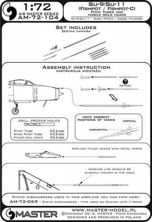 Master AM-72-104 Sukhoi Su-9 / Sukhoi Su-11 (Fishpot / Fishpot C) - Pilot Tubes and missile rails heads 1/72 – immagine 6