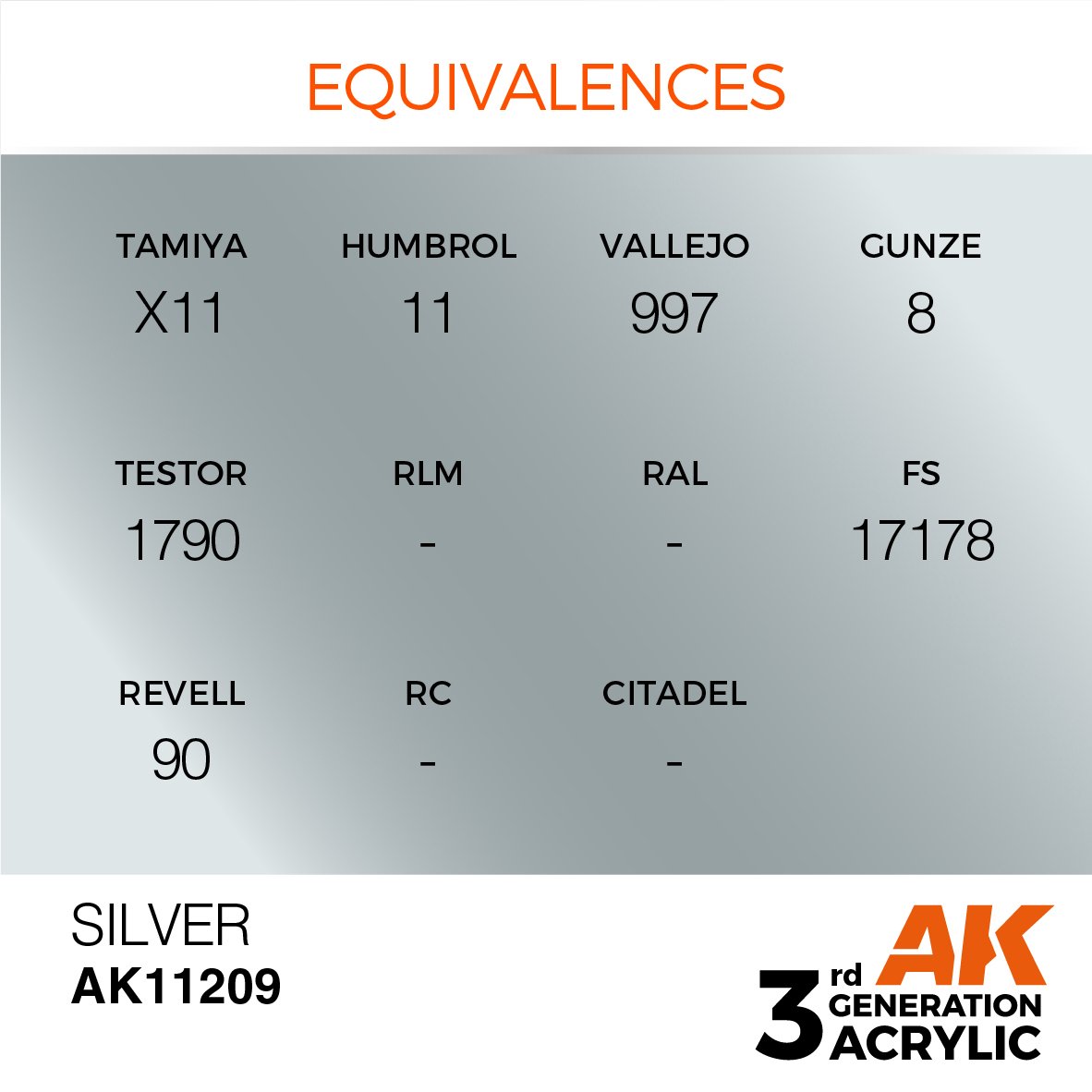 AK Interactive AK11209 SILVER – METALLIC 17ml – immagine 3