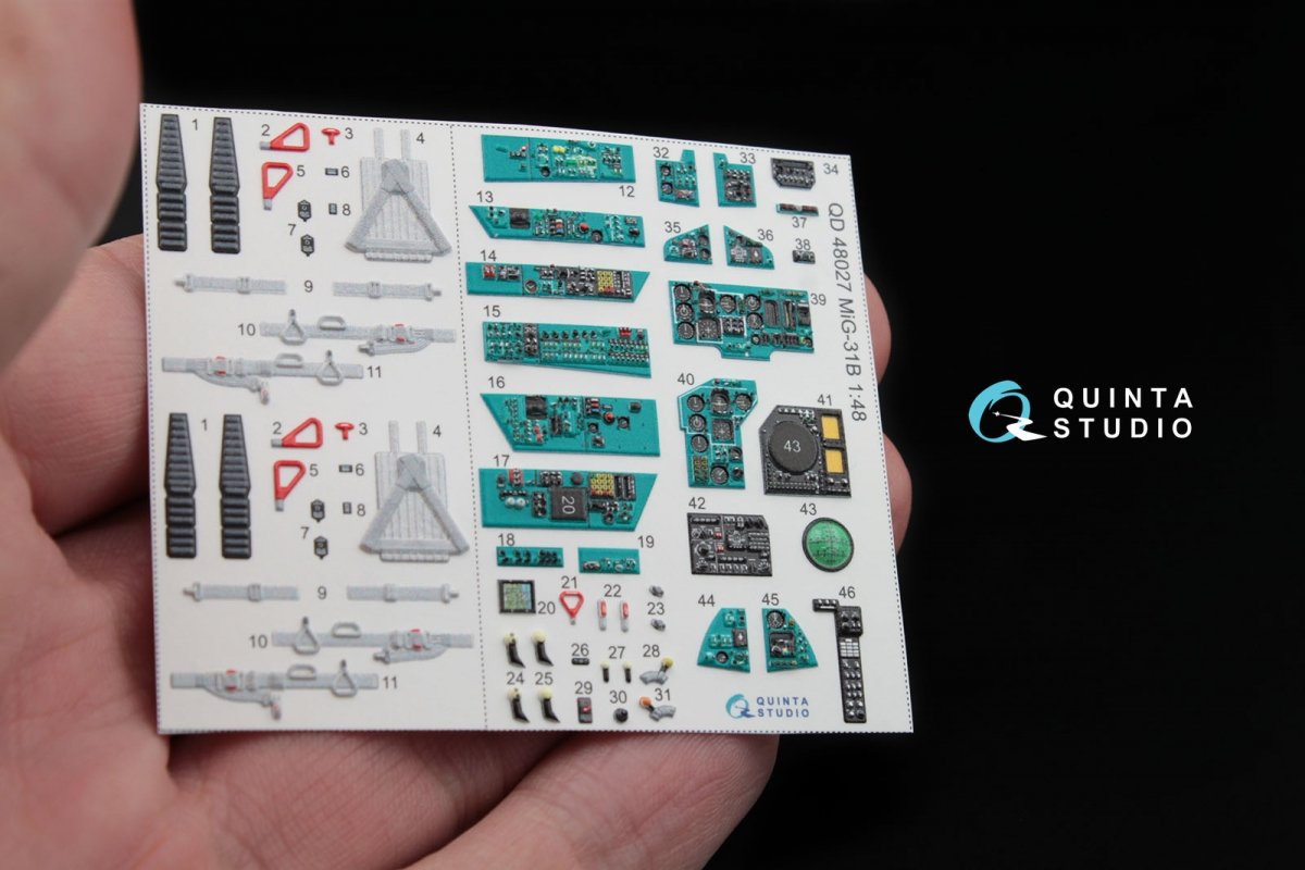 Intérieur imprimé en 3D et coloré sur papier décalcomanie Quinta Studio QD48027 MiG-31B (pour kit AMK) 1/48 – image 3