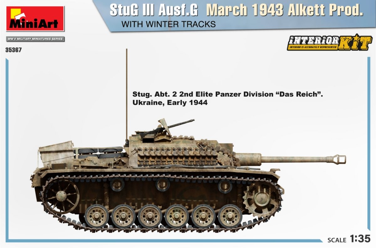 Mini Art 35367 StuG III Ausf. G March 1943 Alkett Prod. WITH WINTER TRACKS. INTERIOR KIT 1/35 – immagine 7