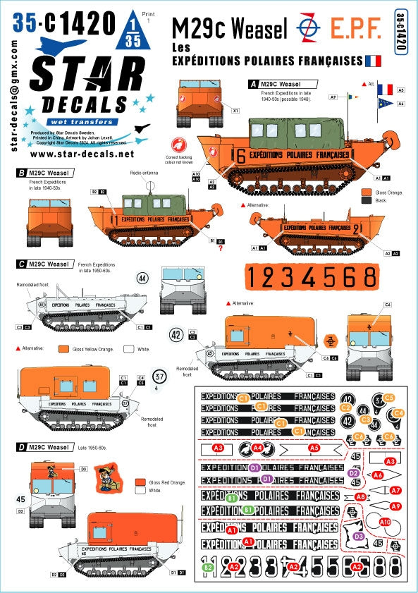 Star Decals 35-C1420 M29C Weasel - E.P.F. Les Expeditions Polaires Francaises. French Polar Expeditions in the 1940-60s 1/35