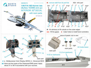 Quinta Studio QD48216 F/A-18D Late 3D-Printed &amp;amp; colored Interior on decal paper with resin parts (Kinetic) 1/48 – image 9