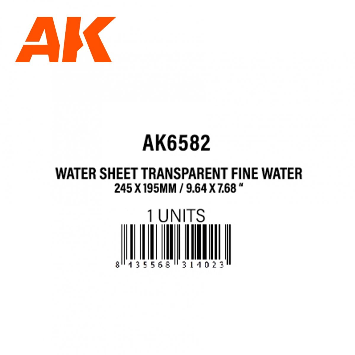 AK Interactive AK6582 WATER SHEET TRANSPARENT FINE WATER 245 X 195MM / 9.64 X 7.68 “ – TEXTURED ACRYLIC SHEET – 1 UNIT – imagen 2