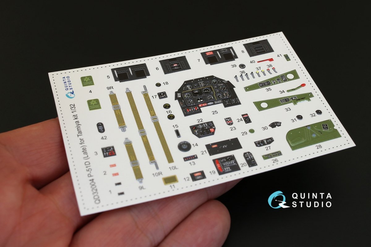 Quinta Studio QD32004 P-51D (Late) 3D-Printed &amp;amp; coloured Interior on decal paper (for Tamiya kit) 1/32 – immagine 3