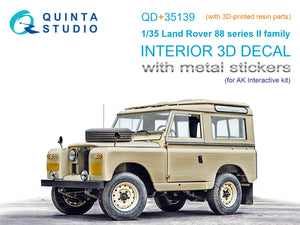Quinta Studio QD+35139 Land Rover 88 series II family 3D-Printed &amp;amp; colored Interior on decal paper (AK Interactive) (with 3D-printed resin parts) 1/35