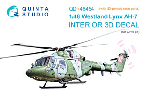 Quinta Studio QD+48454 Lynx AH-7 3D-Printed &amp;amp; colored Interior on decal paper (Airfix) (with 3D-printed resin parts) 1/48