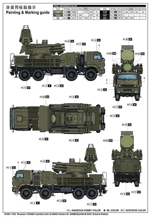 Trumpeter 01061 Russian 72V6E4 Combat Unit of 96K6 Pantsir-S1 ADMGS(w/RLM SOC S-band Radar) 1/35 – immagine 4