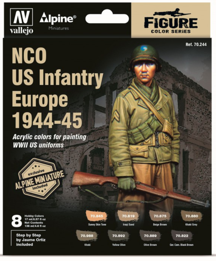 Vallejo 70244 Model Color 8x17ml - Sous-officier d'infanterie américaine en Europe 1944-45