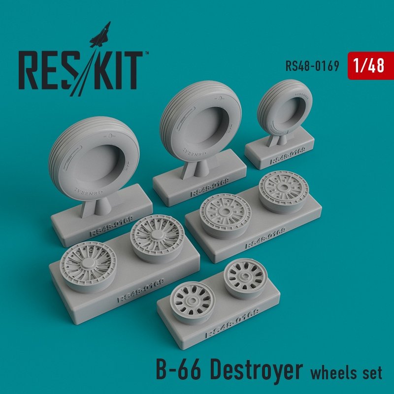 RESKIT RS48-0169 Jeu de roues pour destroyer B-66 à l'échelle 1/48