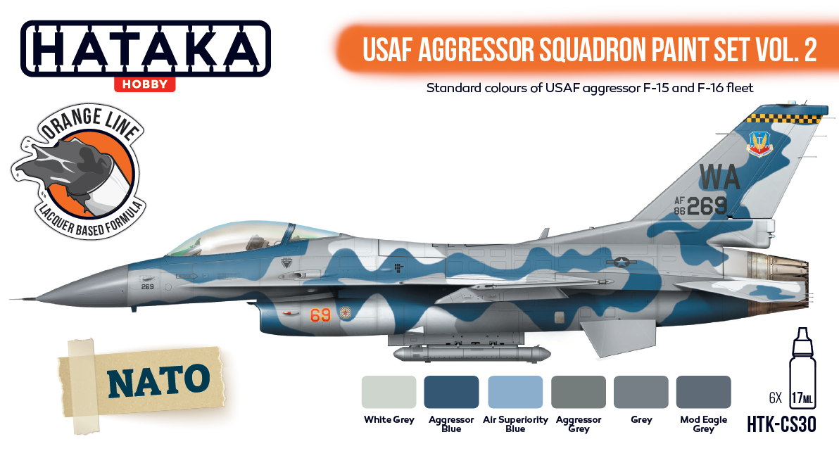 Hataka HTK-CS30 ORANGE LINE – USAF Aggressor Squadron paint set vol. 2 (6x17ml) – imagen 2
