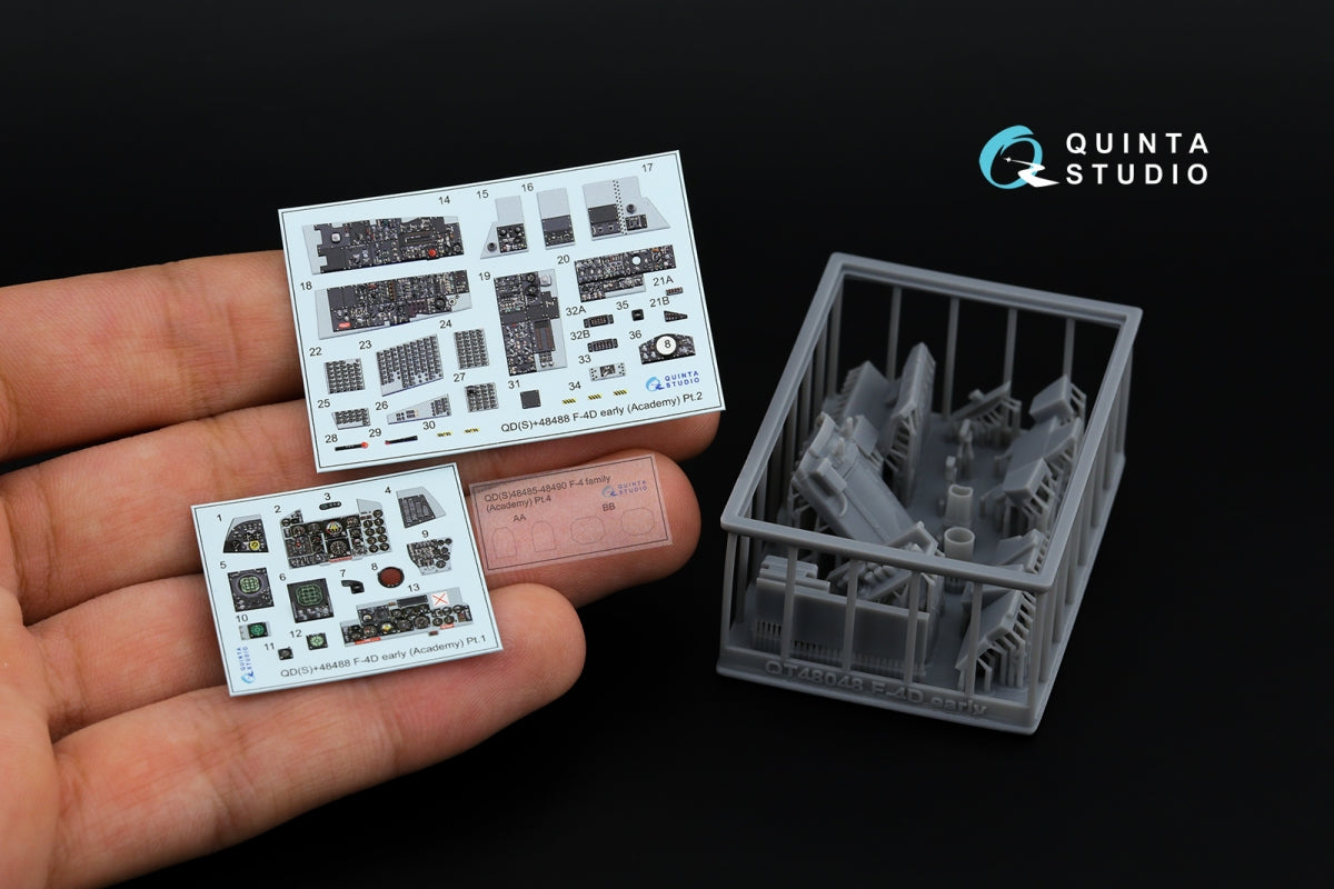 Quinta Studio QDS+48488 F-4D Phantom II (première version) - Intérieur imprimé en 3D et coloré sur papier décalcomanie (Academy) (Petite version) (avec pièces en résine imprimées en 3D) 1/48  – image 2