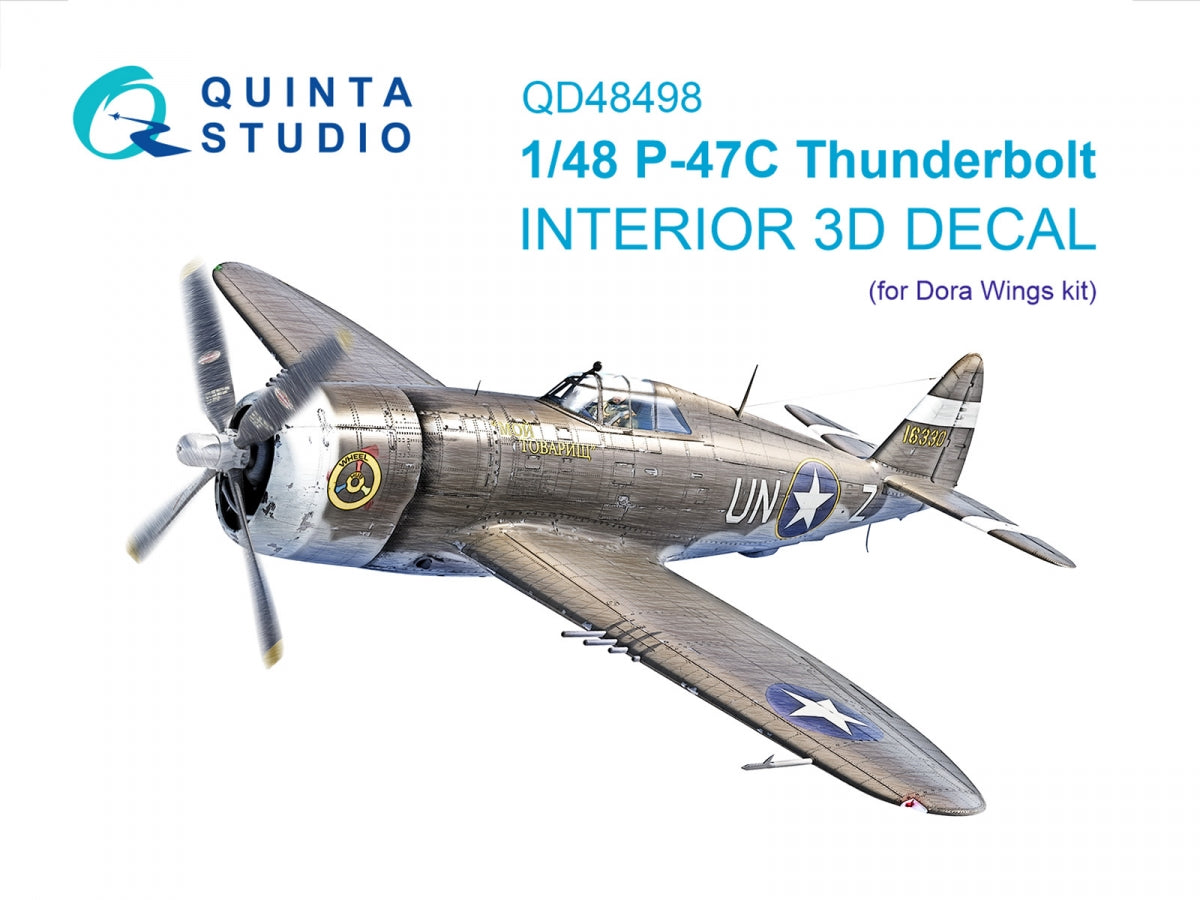 Intérieur imprimé en 3D et coloré sur papier décalcomanie (Dora Wings) Quinta Studio QD48498 P-47C Thunderbolt 1/48