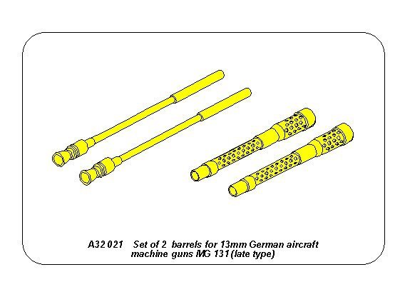 Aber A32021 Set of 2 barrels for German 13mm aircraft machine guns MG 131 (late type) 1/32 – immagine 5