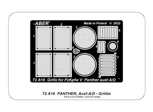 Grilles Aber 72A16 pour German Panther, Ausf.A/D / PzKpfw. V, Ausf.A/D, Panther - Grilles 1/72 – image 3