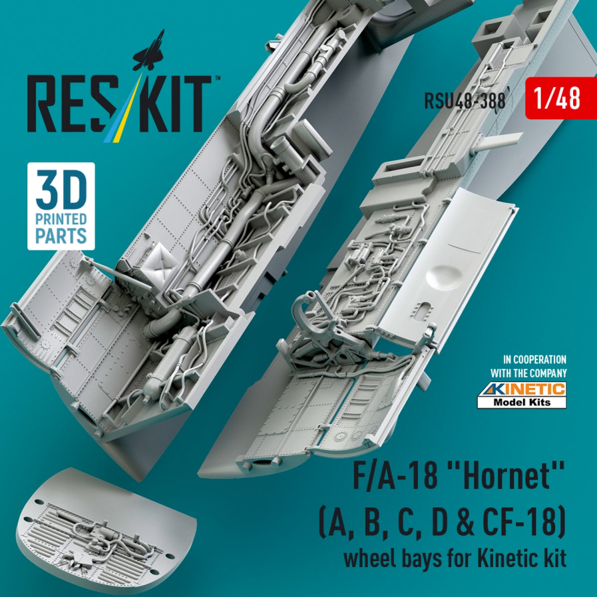 RESKIT RSU48-0388 Baies de train d&amp;#39;atterrissage pour F/A-18 « Hornet » (A, B, C, D et CF-18) pour kit Kinetic (impression 3D) 1/48 – image 4