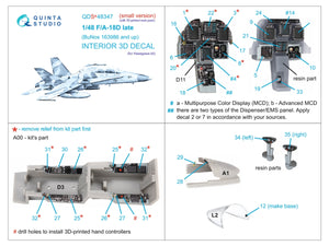 Quinta Studio QDS+48347 FA-18D late 3D-Printed coloured Interior on decal paper (Hasegawa) (with 3D-printed resin parts) (Small version) 1/48 – Bild 2