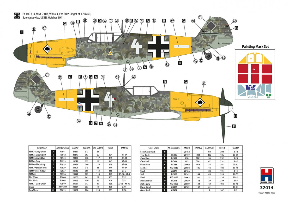 Hobby 2000 32014 Bf 109 F-4 Early (HASEGAWA + CARTOGRAF + MASKI + METAL PARTS) 1/32 – zdjęcie 3