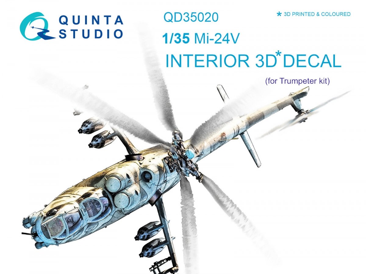Quinta Studio QD35020 Mi-24V 3D-Printed &amp;amp; coloured Interior on decal paper (for Trumpeter kit) 1/35