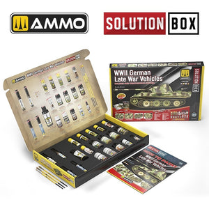 AMMO of Mig Jimenez 7729 SOLUTION BOX 23 – WWII German Late War Vehicles. Colors and Weathering System – Bild 2
