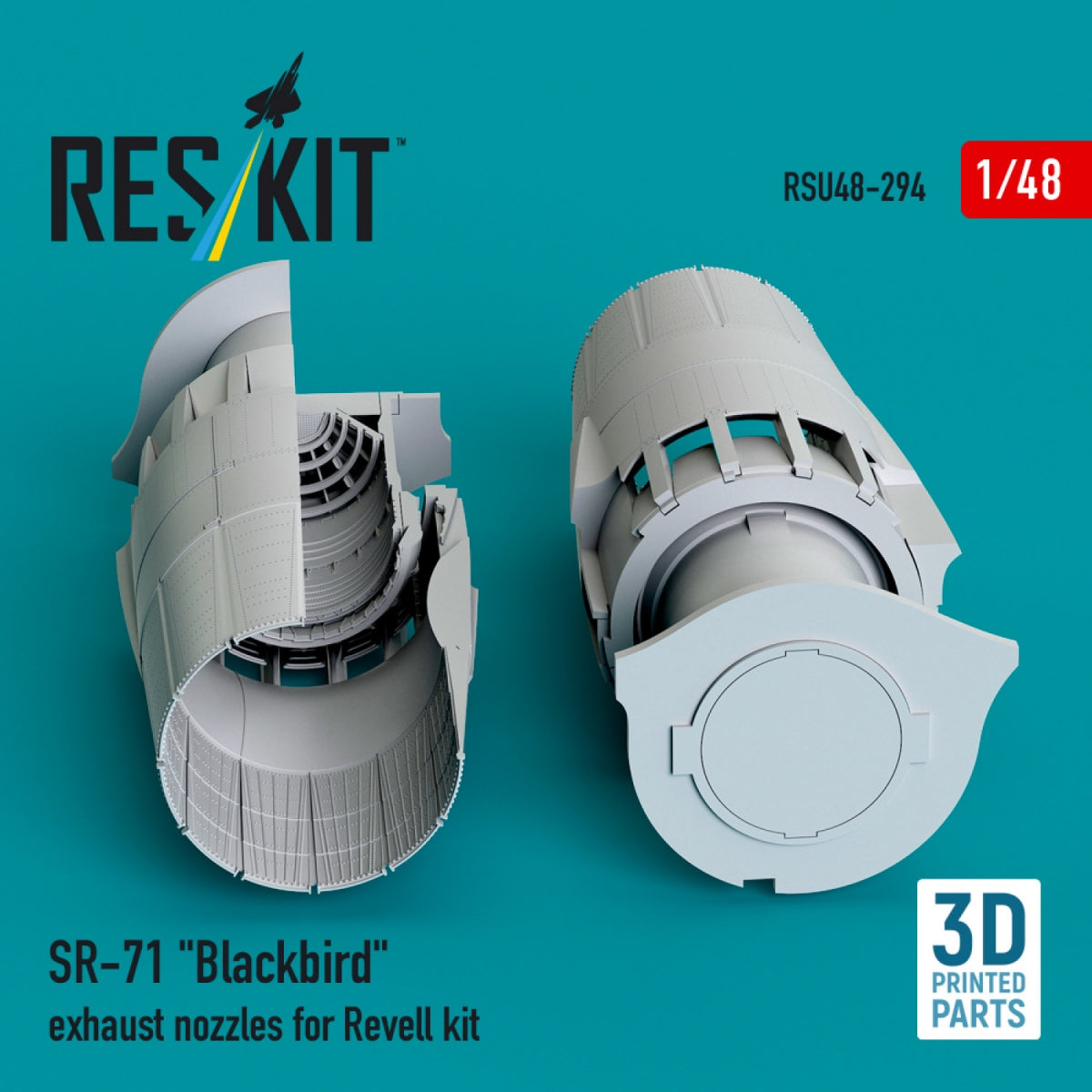 RESKIT RSU48-0294 SR-71 &amp;quot;Blackbird&amp;quot; exhaust nozzles for Revell kit (3D printed) 1/48 – immagine 2