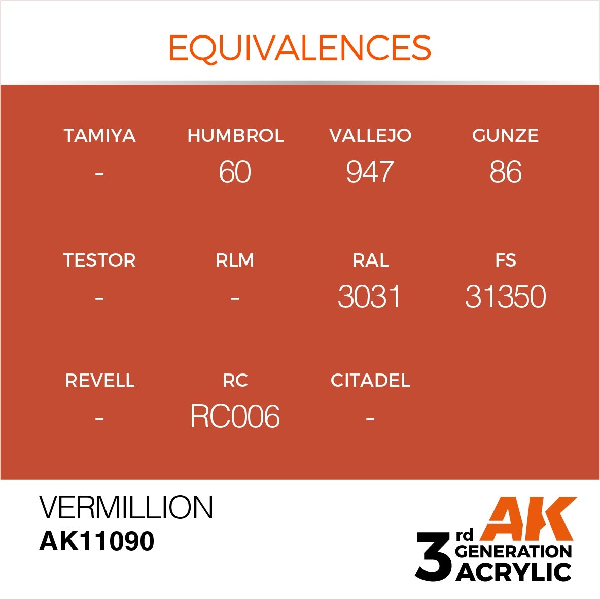 AK Interactive AK11090 VERMILLION – STANDARD 17ml – imagen 2