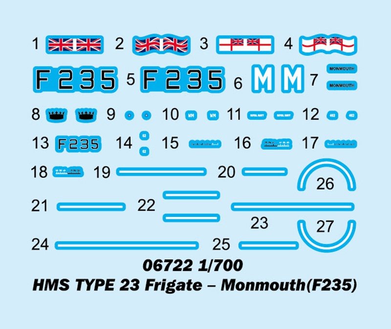 Trumpeter 06722 Frégate HMS TYPE 23 – Monmouth (F235) 1/700 – image 3