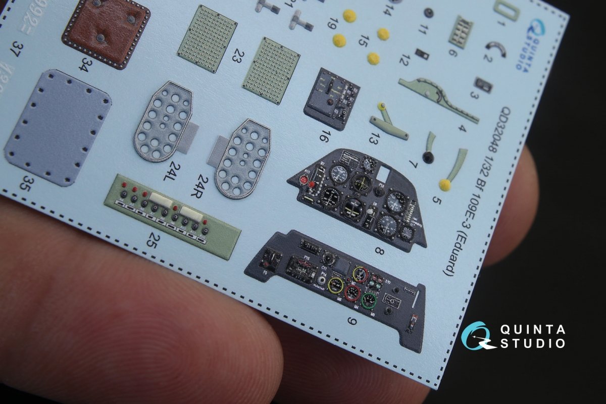 Quinta Studio QD32048 Bf 109E-3 3D-Printed &amp;amp; coloured Interior on decal paper (for Eduard kit) 1/32 – immagine 4