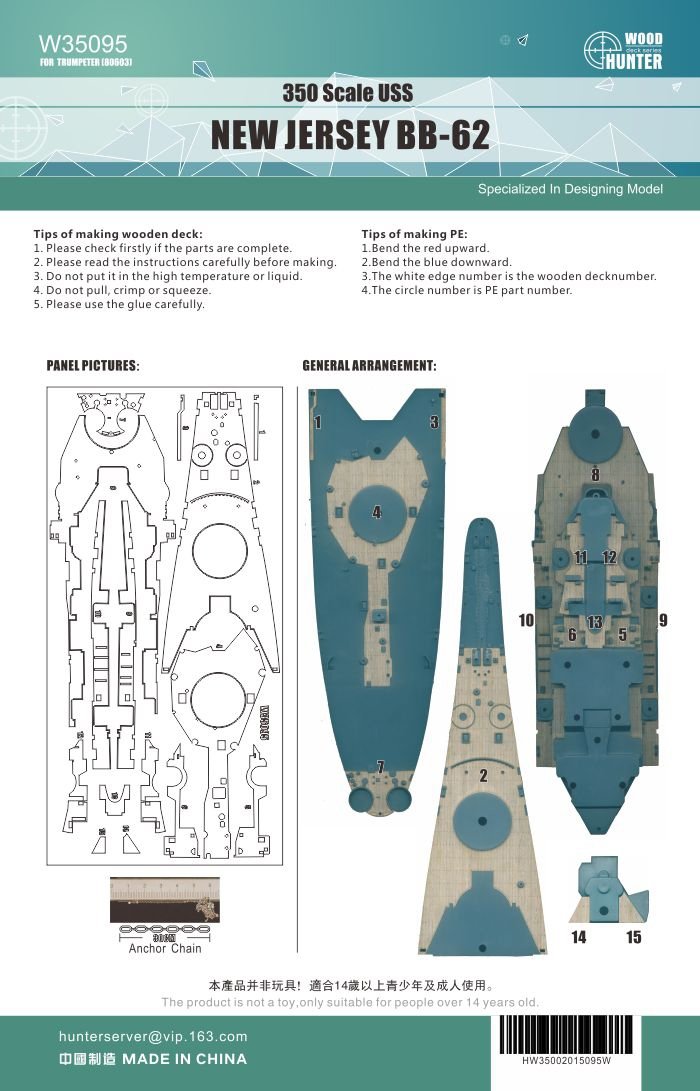 Wood Hunter W35095 USS NEW JERSEY BB-62 1/350 – Bild 3