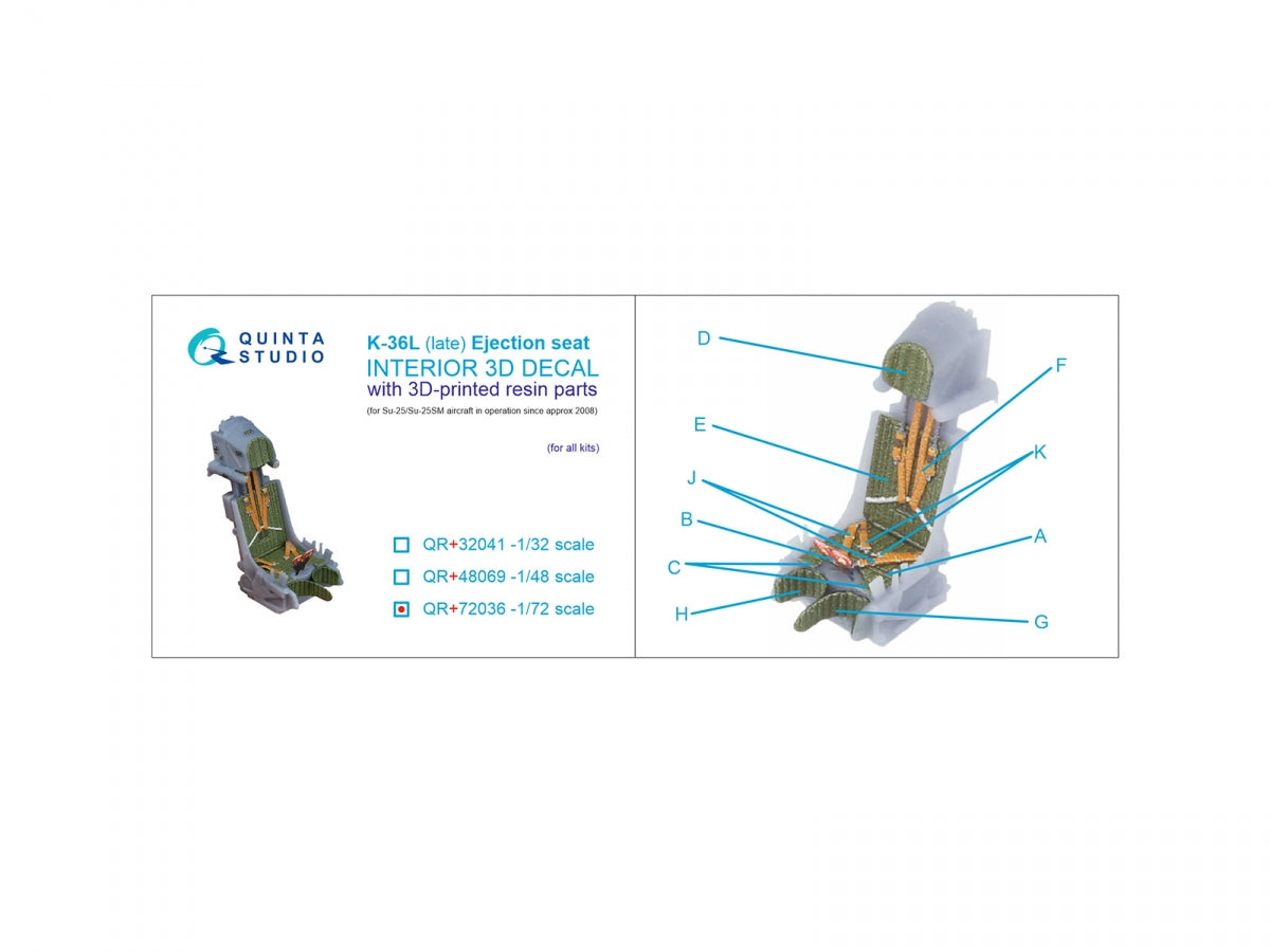 Quinta Studio QR+72036 K-36L (late) ejection seat (for Su-25/Su-25SM aircraft since 2008) (All kits) 1/72 – imagen 3