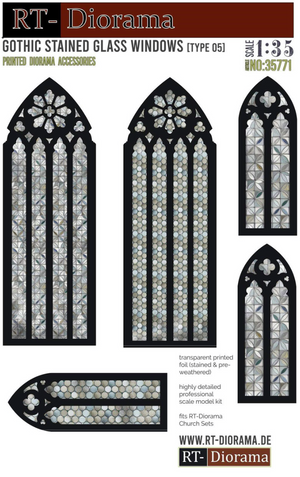 RT-Diorama 35771 Gothic Stained Glass Windows 5 1/35