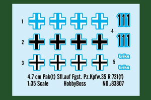 Hobby Boss 83807 4.7 cm Pak(t) Sfl.auf Fgst. Pz.Kpfw.35 R 731(f) 1/35 – Bild 4