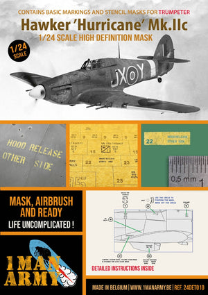 1 Man Army 24DET010 Hawker Hurricane Mk.IIc - High Definition Airbrush Masks for Trumpeter kits 1/24