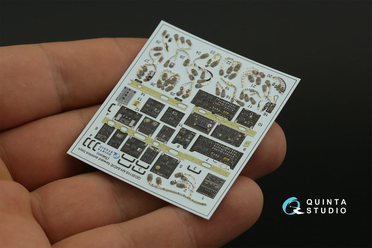 Quinta Studio QD35118 AH-64D Extended forward avionics bays 3D-Printed &amp;amp; colored Interior on decal paper (Takom) 1/35 – image 6
