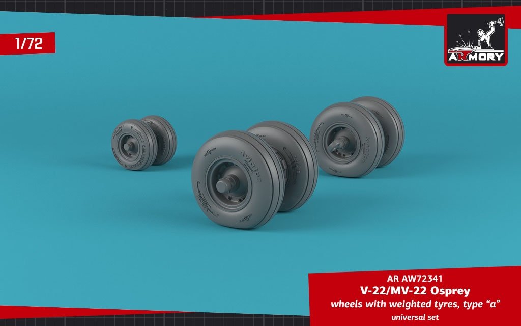 Armory Models AW72341 V-22/MV-22 Osprey wheels w/ weighted tires type “a” 1/72 – image 2