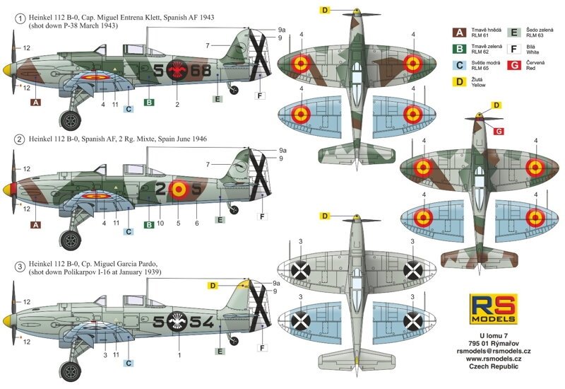 RS Models 92263 Heinkel 112B Spain WWII German Fighter 1/72 – Bild 2