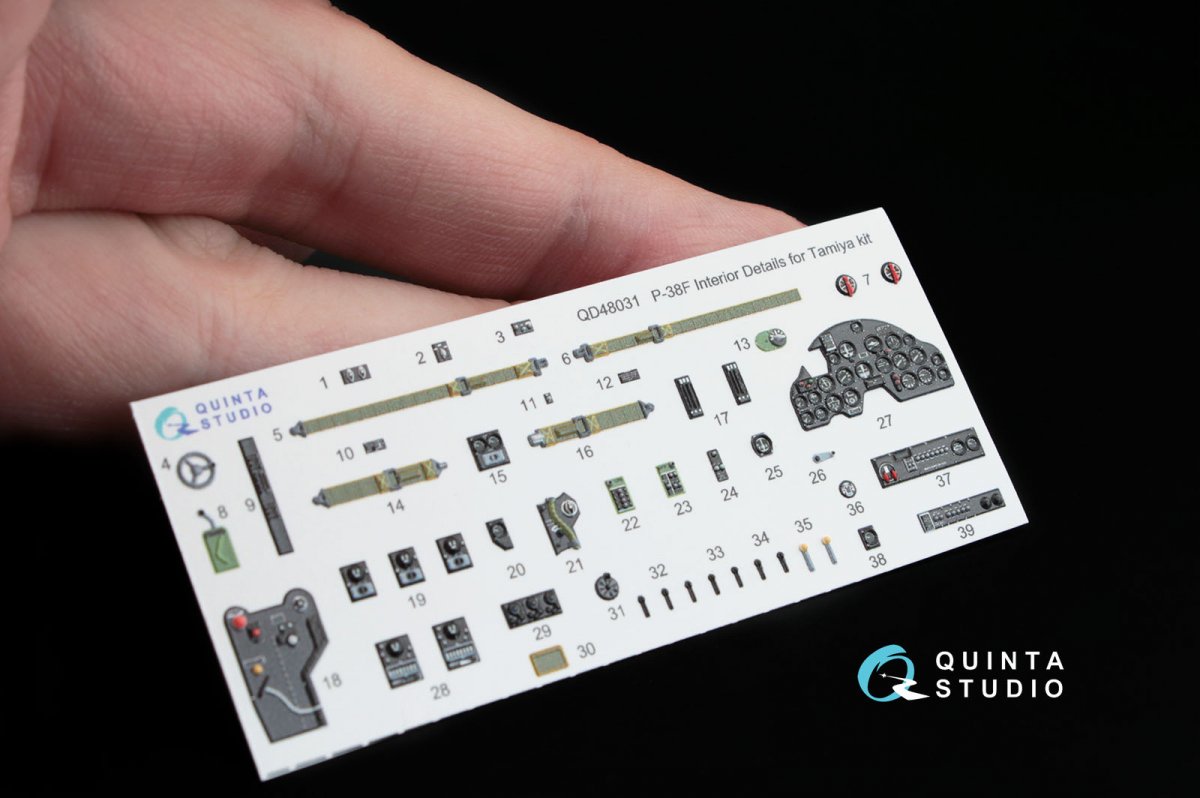 Quinta Studio QD48031 P-38F 3D-Printed &amp;amp; coloured Interior on decal paper (for Tamiya kit) 1/48 – Bild 4