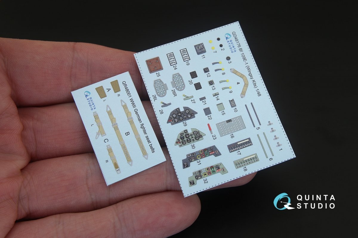 Quinta Studio QD48176 Bf 109E-1 3D-Printed &amp;amp; coloured Interior on decal paper (for Wingsy kits kit) 1/48 – immagine 2